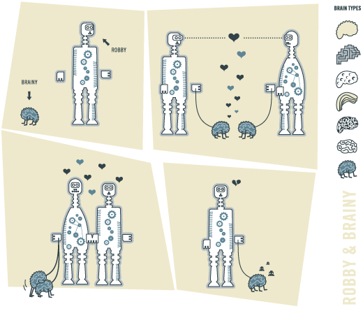 Illustration - Cartoon  Robert und Hirny