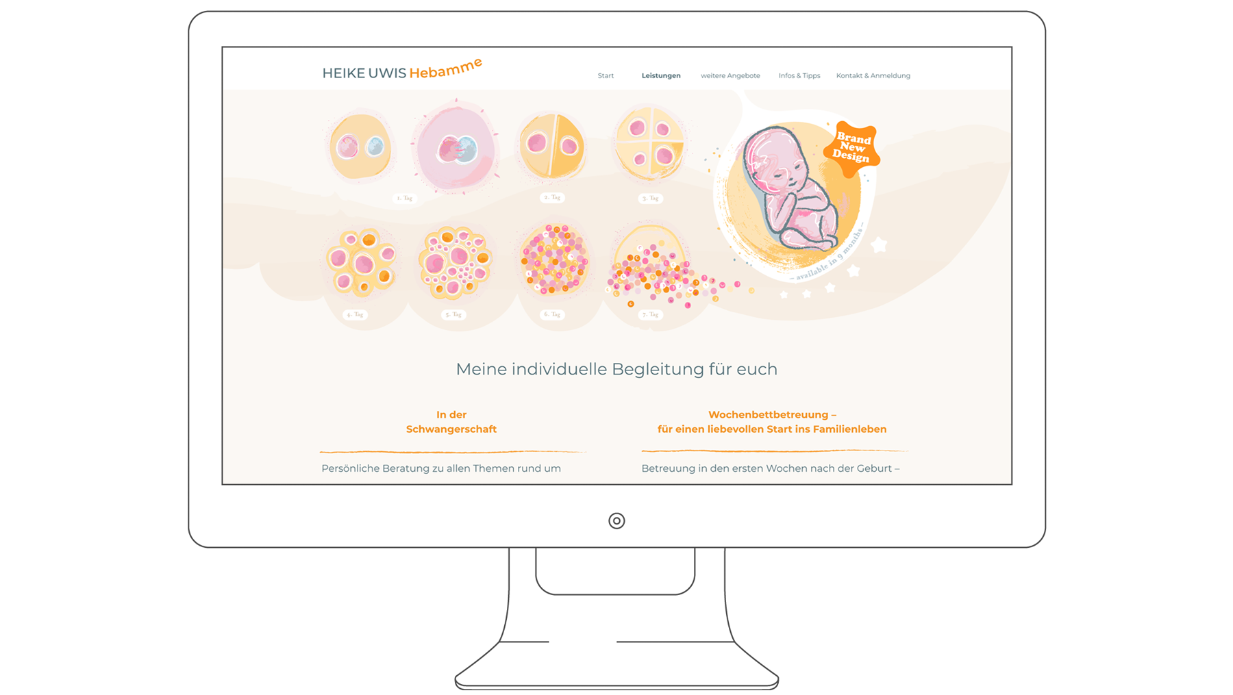 Illustration und Webdesign für Heike Uwis, Hebamme