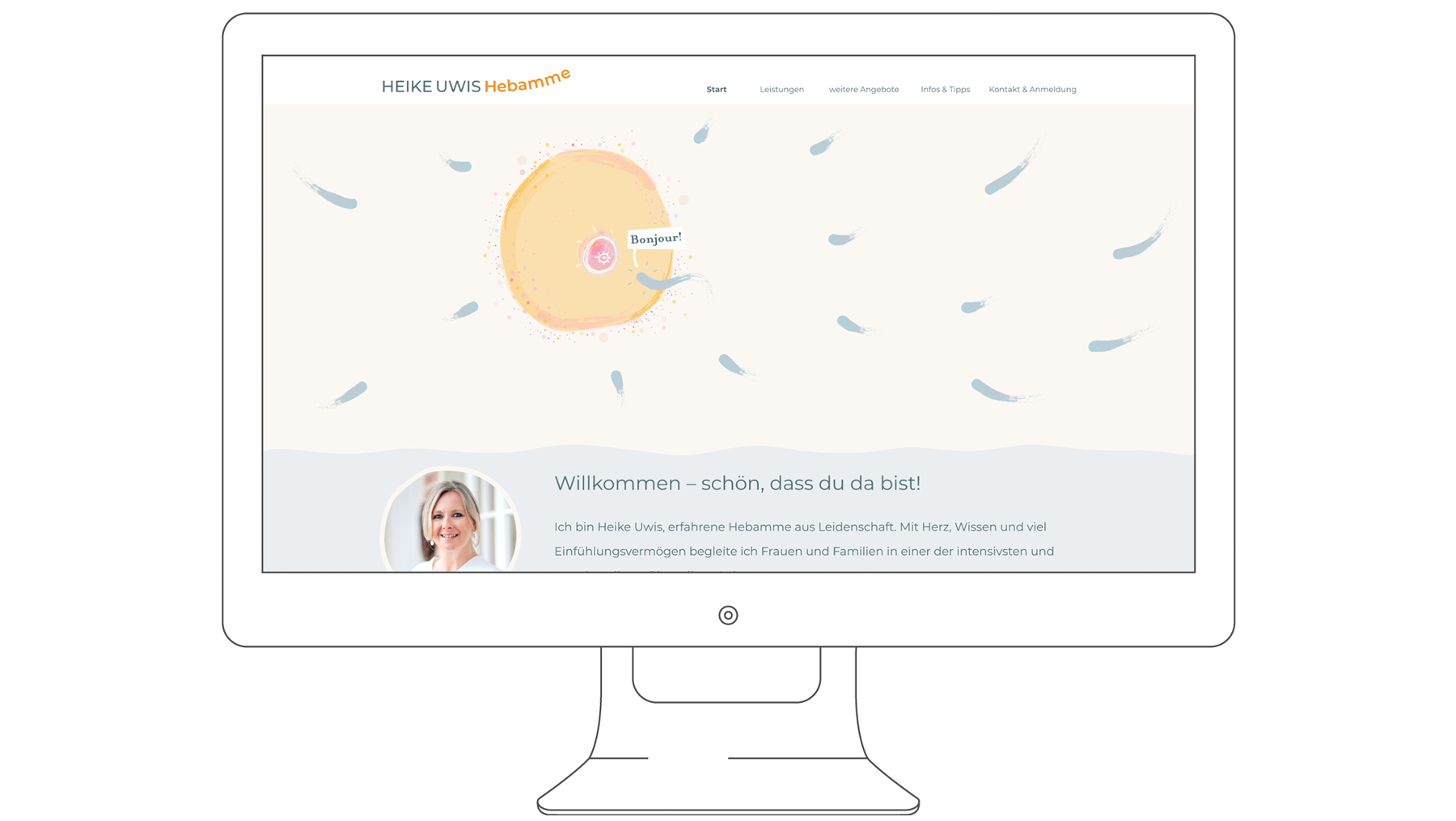 Illustration und Webdesign für Heike Uwis, Hebamme